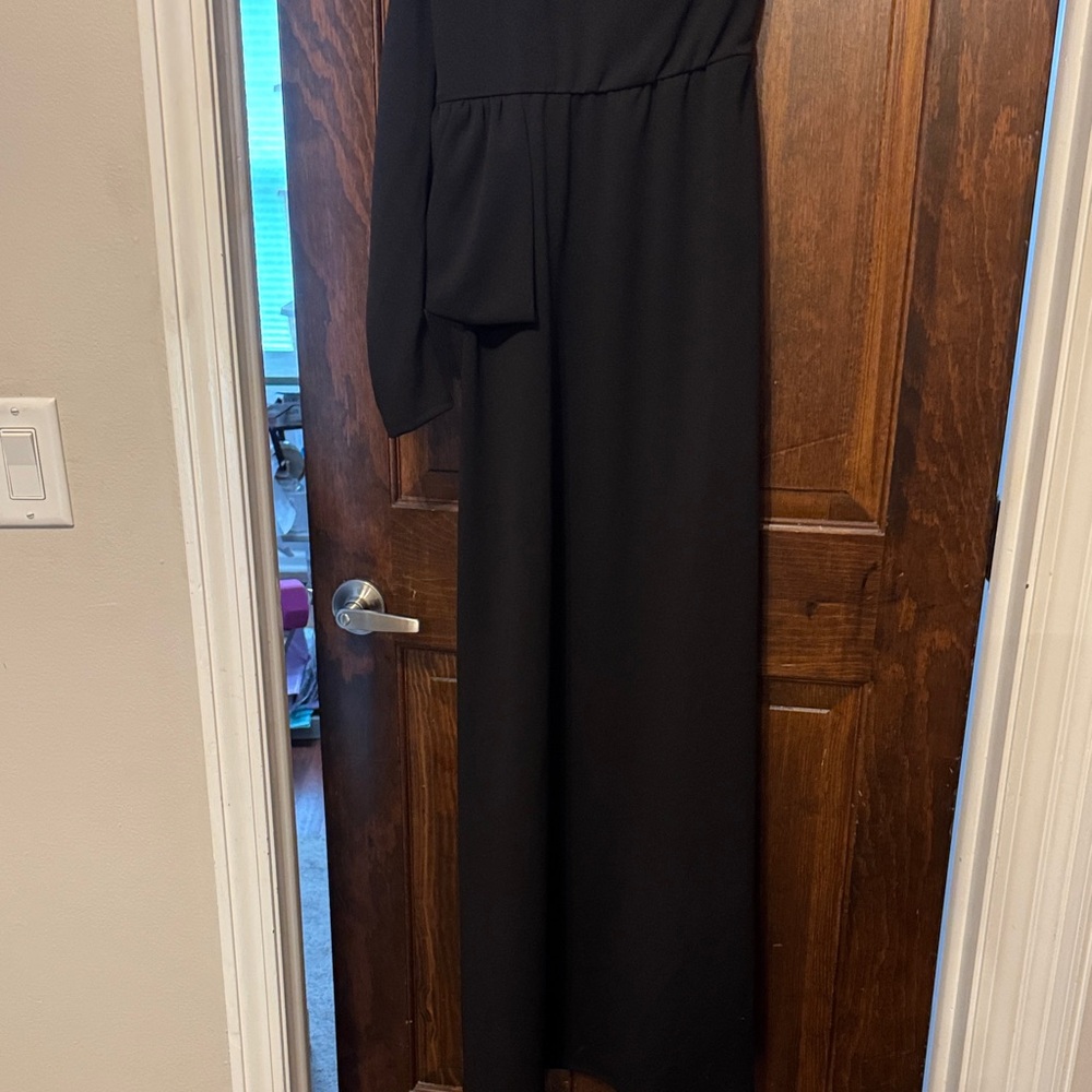 AKIRA Black One Shoulder Open Front Elongated Back High-Low Blouse NWT - Picture 6 of 6